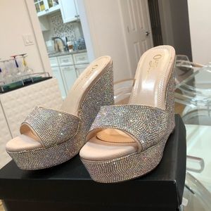 Brand New Glitter slides  wedges Sz 6.5 5” heel height